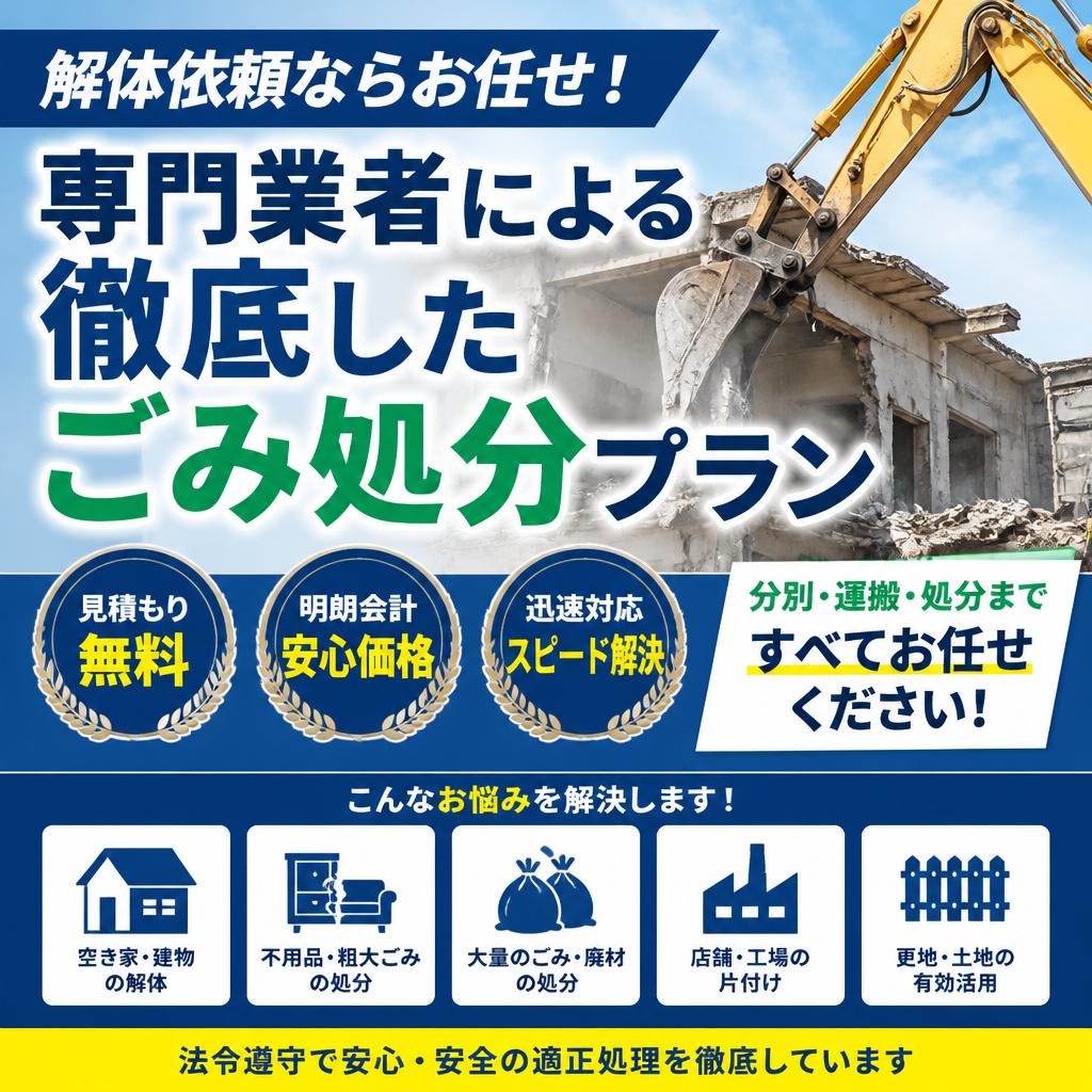 解体依頼ならお任せ！専門業者による徹底したごみ処分プラン