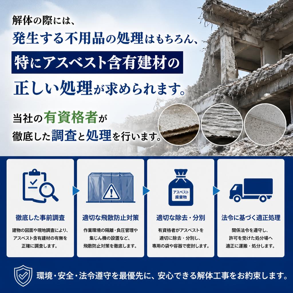 不用品処分とアスベストの適切な処理
