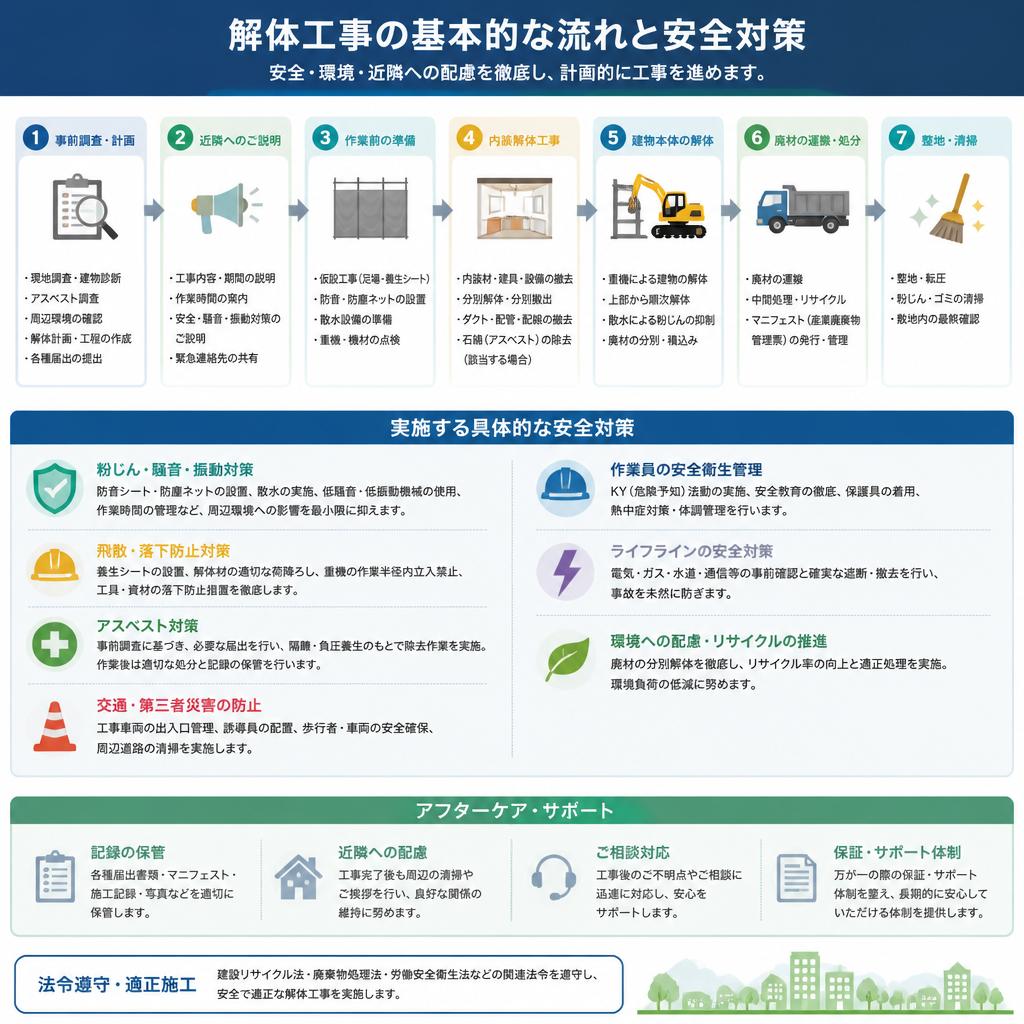 解体工事の流れと安全対策