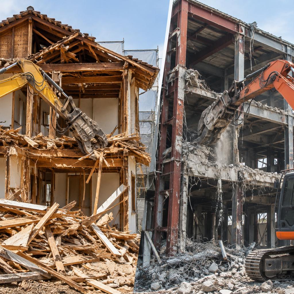 鉄骨も木造も、建物に合わせた確かな解体を。住宅の解体からスケルトン工事まで、調査・見積もりから丁寧に対応します。