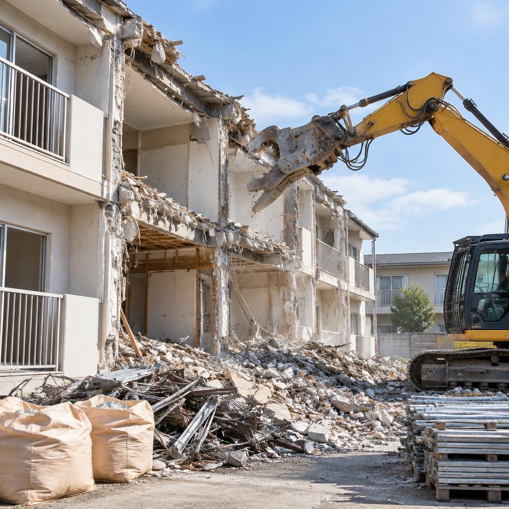 アパートの解体は、未来への配慮から。アスベスト調査・除去から安全な解体、建材リサイクルまで、株式会社AIMが現地に伺い丁寧にご提案します。
