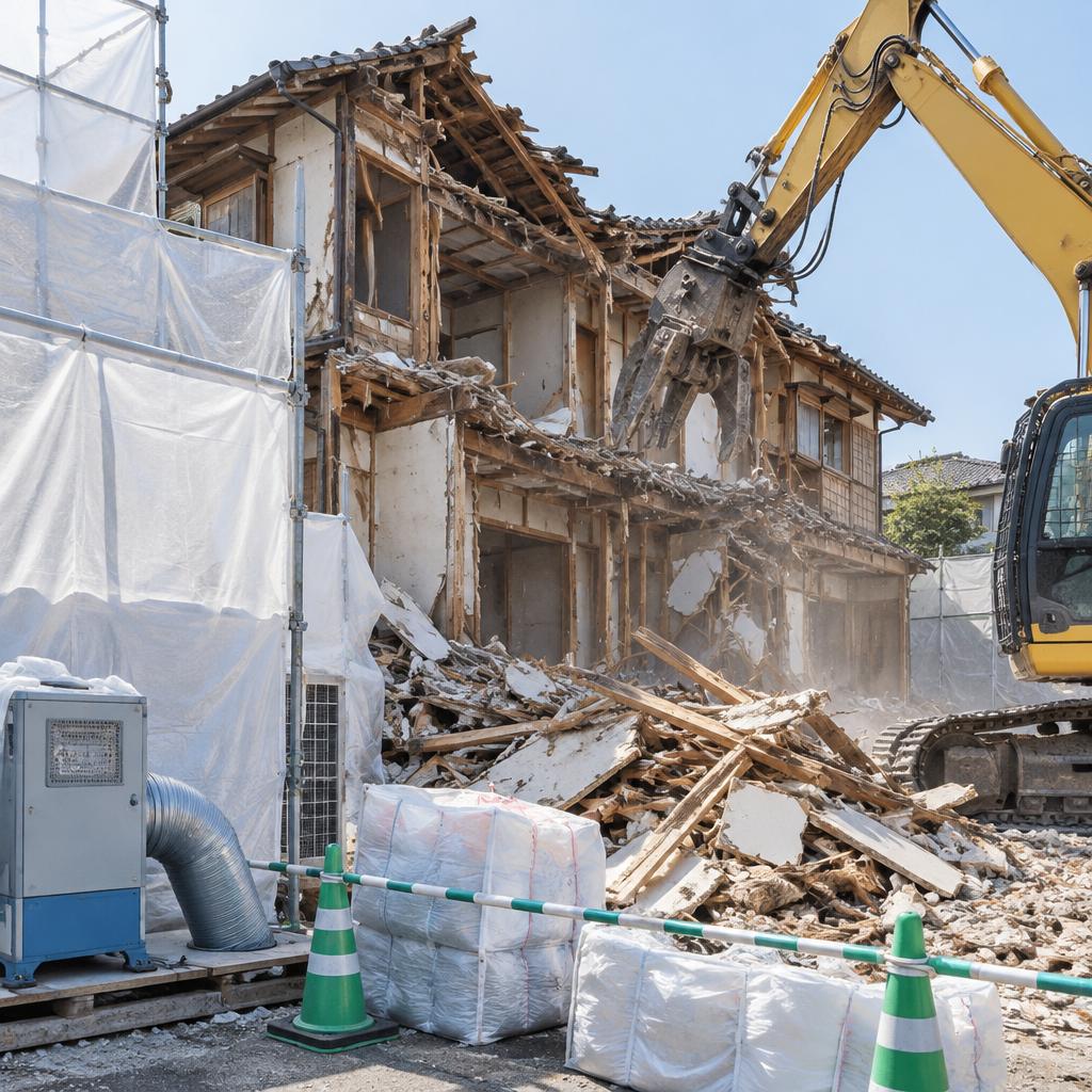 木造住宅の解体は、アスベスト対策から。
調査・安全管理・ごみ処分まで、株式会社AIMが丁寧に対応します。