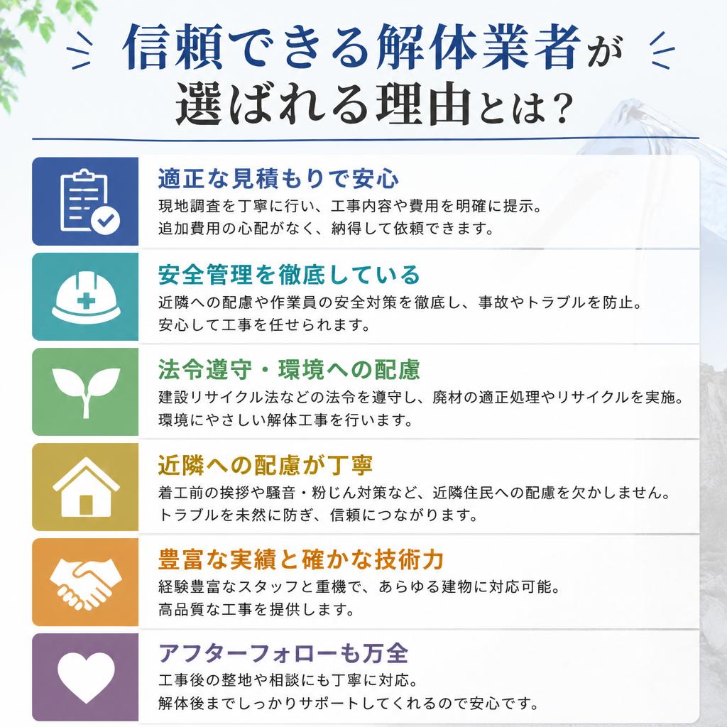 信頼できる解体業者が選ばれる理由とは？