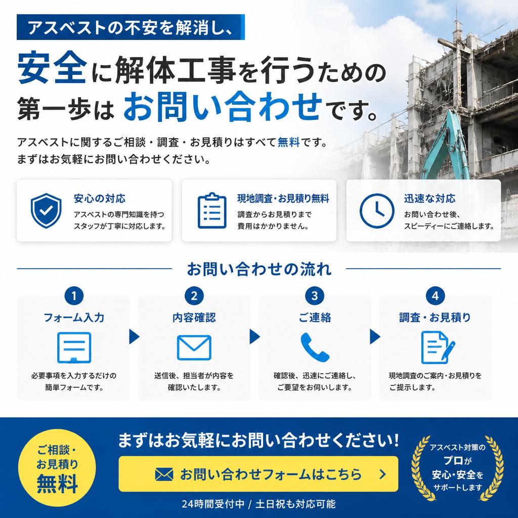 今すぐお問い合わせ！安心の解体工事を手に入れよう