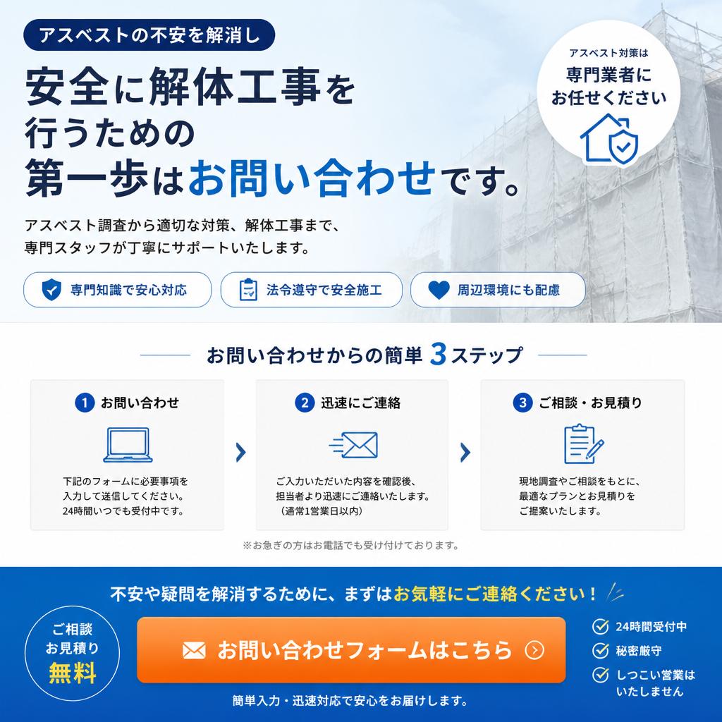 今すぐお問い合わせ！安心の解体工事を手に入れよう