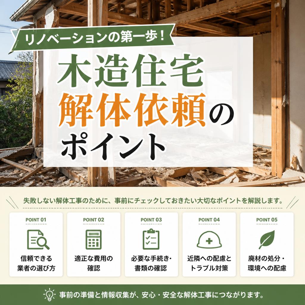 リノベーションの第一歩！木造住宅解体依頼のポイント