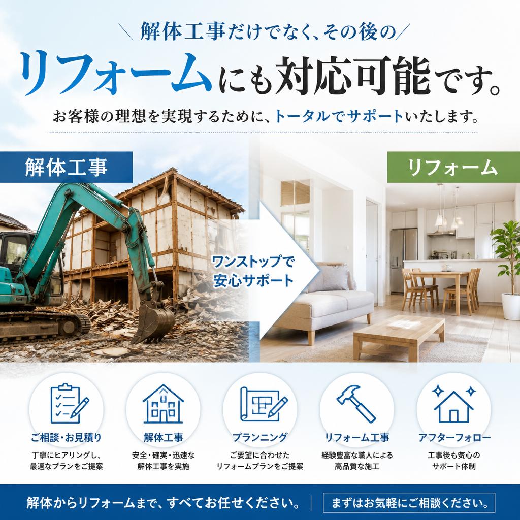 リフォームと解体工事の連携