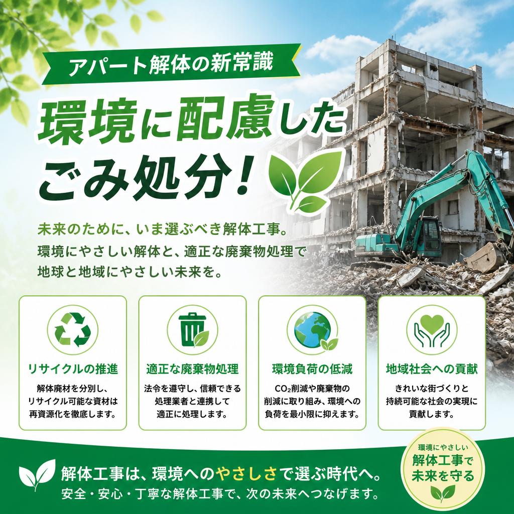 アパート解体の新常識、環境に配慮したごみ処分！