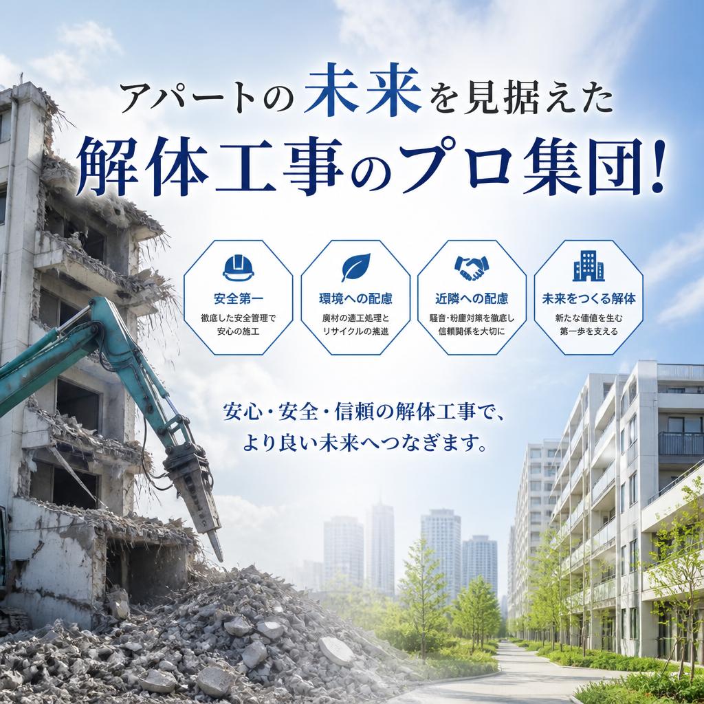 アパートの未来を見据えた解体工事のプロ集団！