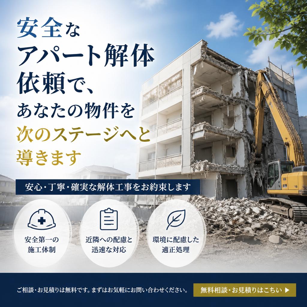 安全なアパート解体依頼で、あなたの物件を次のステージへと導きます