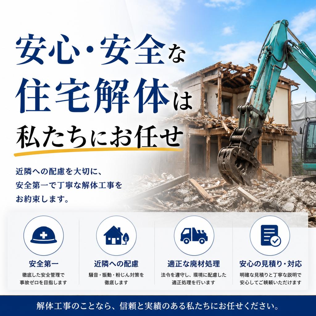 安心・安全な住宅解体は私たちにお任せ