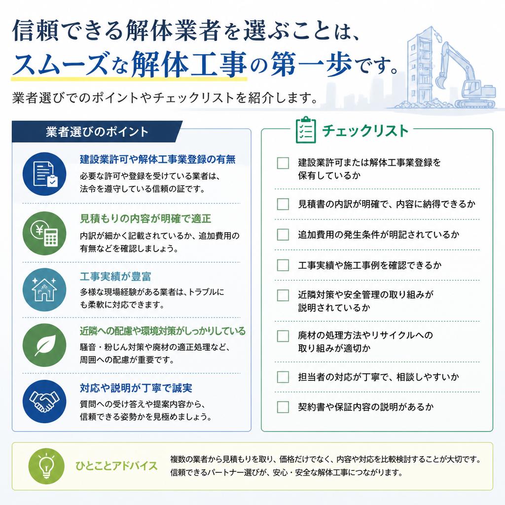 適切な解体業者の選び方