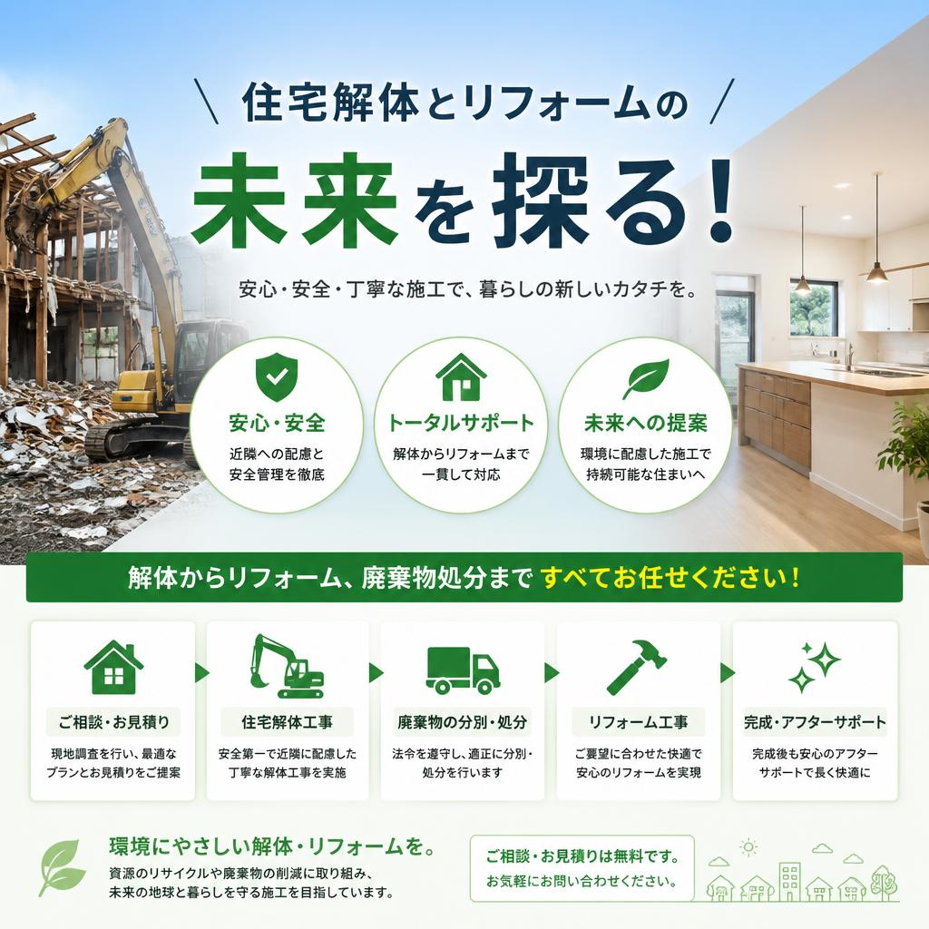 住宅解体とリフォームの未来を探る！ごみ処分もお任せのトータルサポート