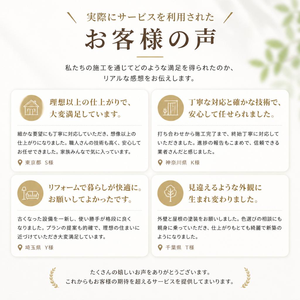 お客様の声：満足度の高いサービス