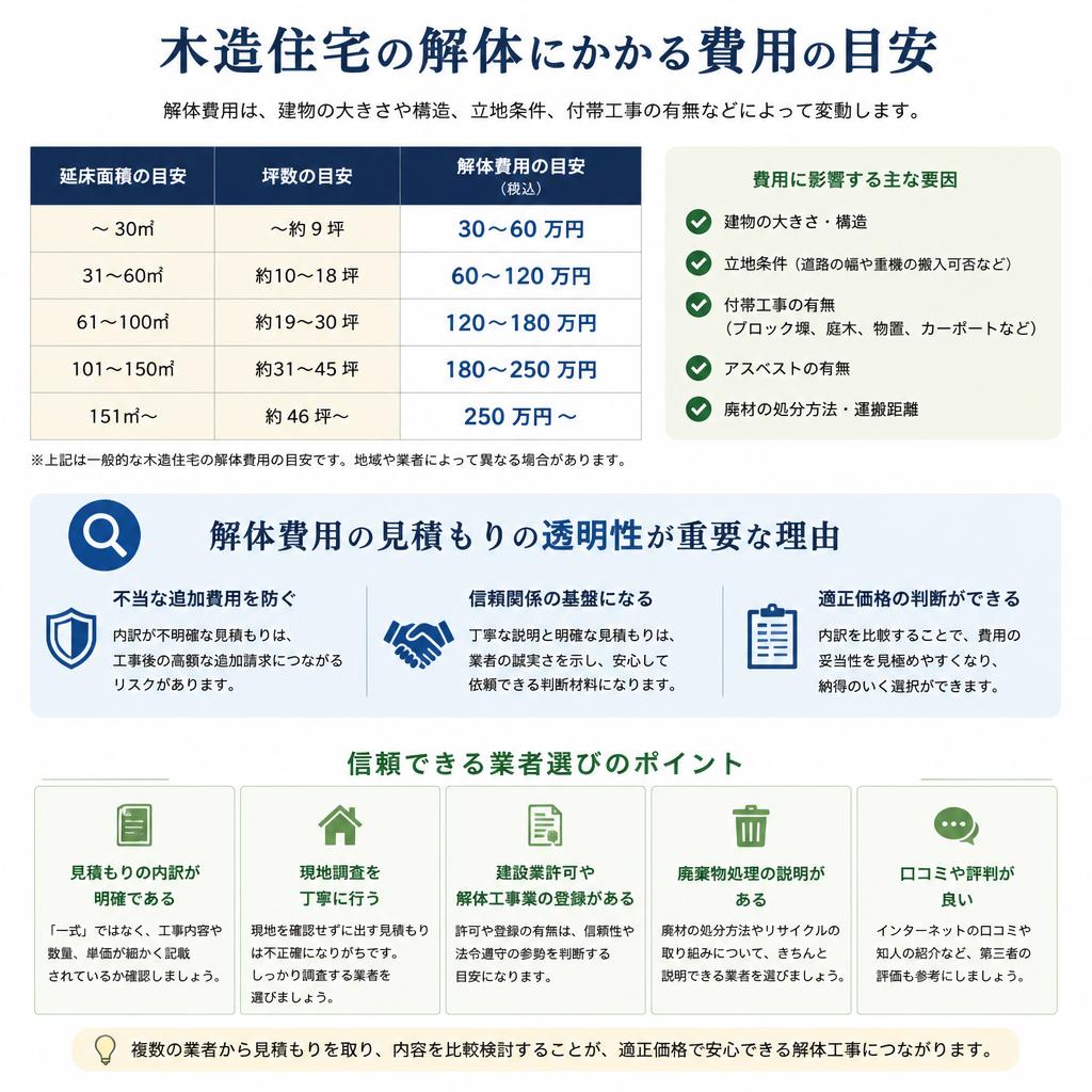 解体費用の目安と透明性の重要性