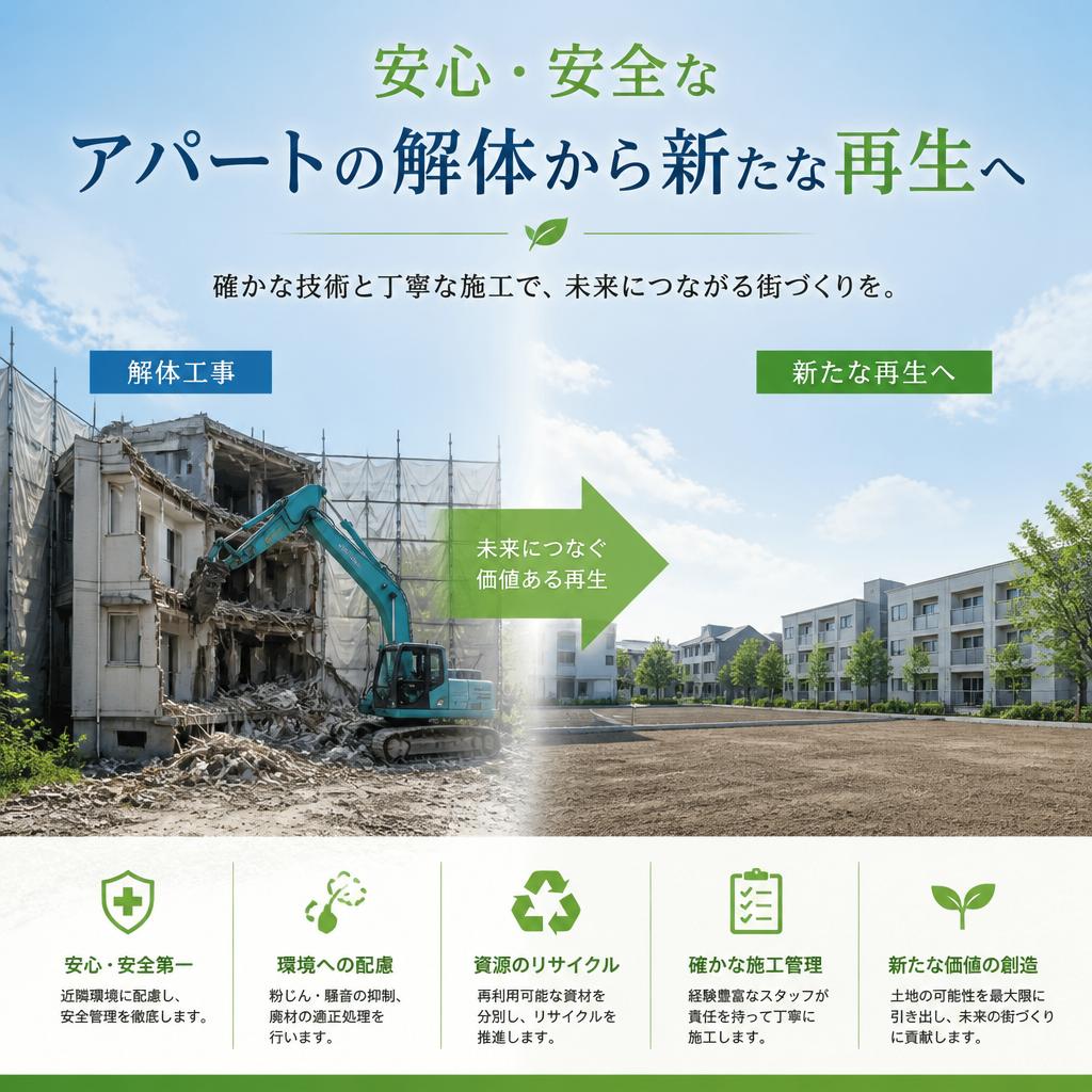 安心・安全なアパートの解体から新たな再生へ