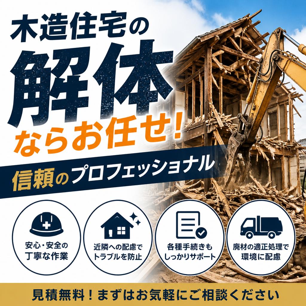 木造住宅の解体ならお任せ！信頼のプロフェッショナル