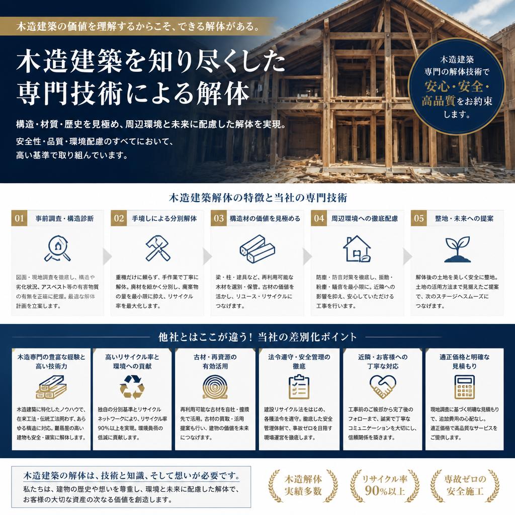 木造建築の解体専門技術