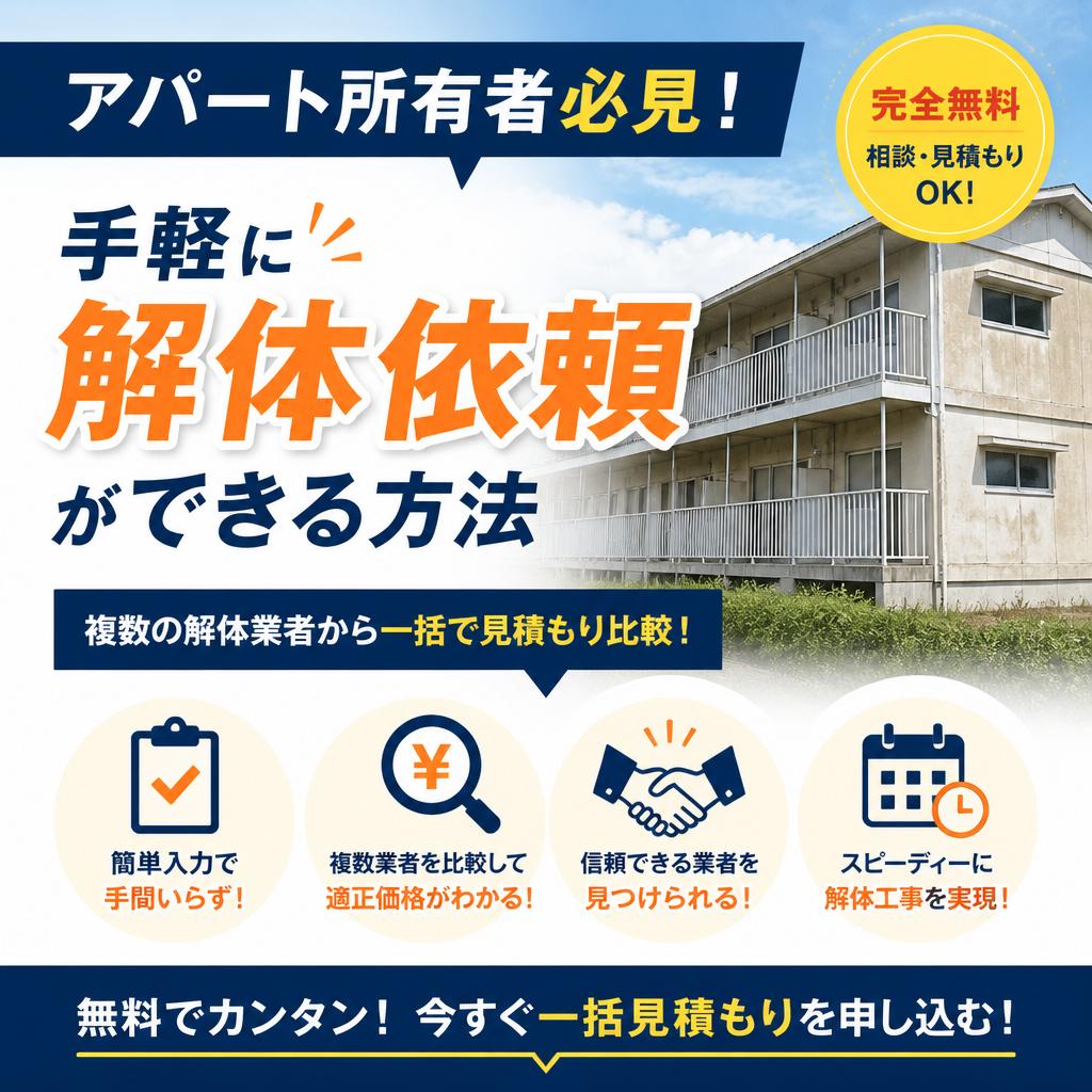 アパート所有者必見！手軽に解体依頼ができる方法