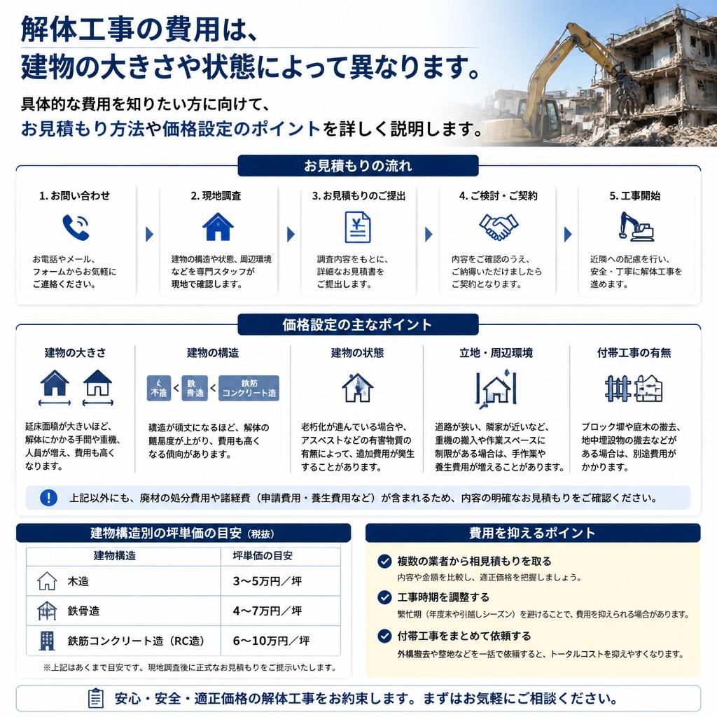 解体工事にかかる費用の目安