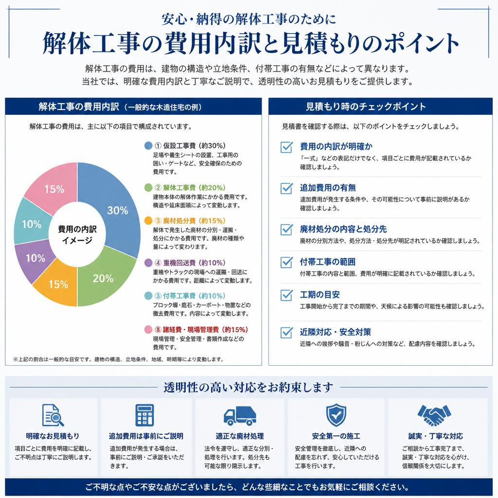 解体工事にかかる費用の透明性