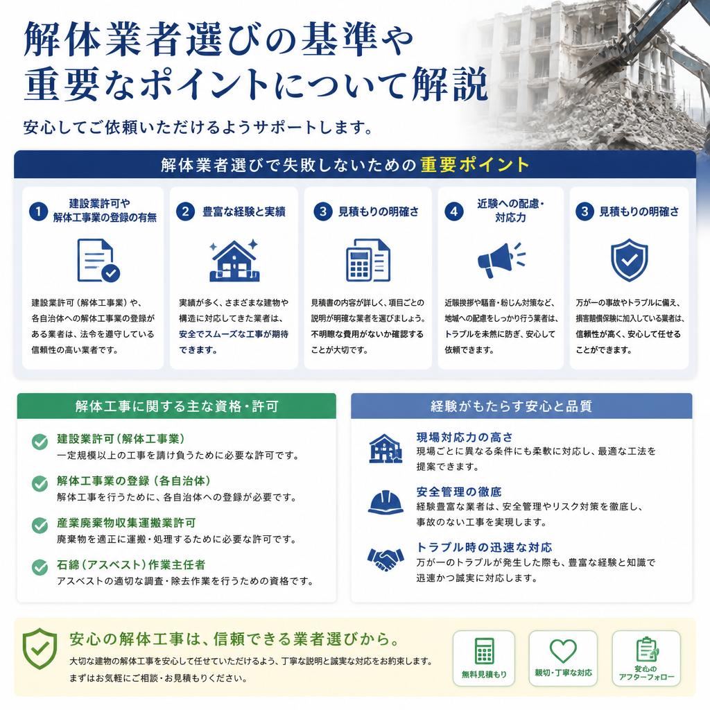 解体業者の選び方とポイント