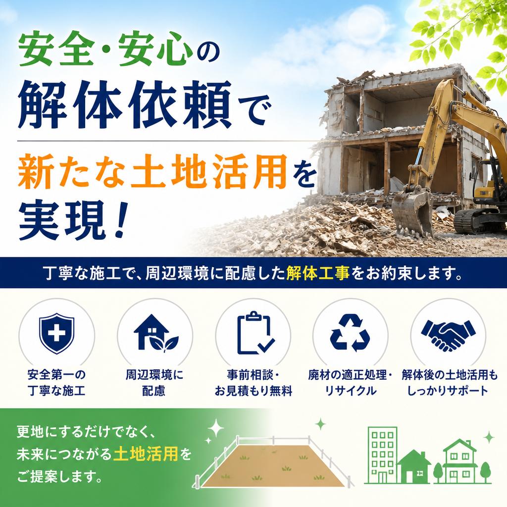 安全・安心の解体依頼で新たな土地活用を実現！
