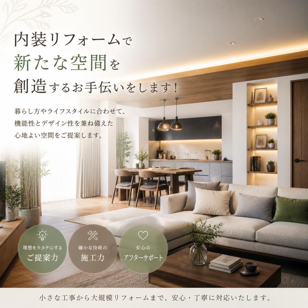 内装リフォームで新たな空間を創造するお手伝いをします！