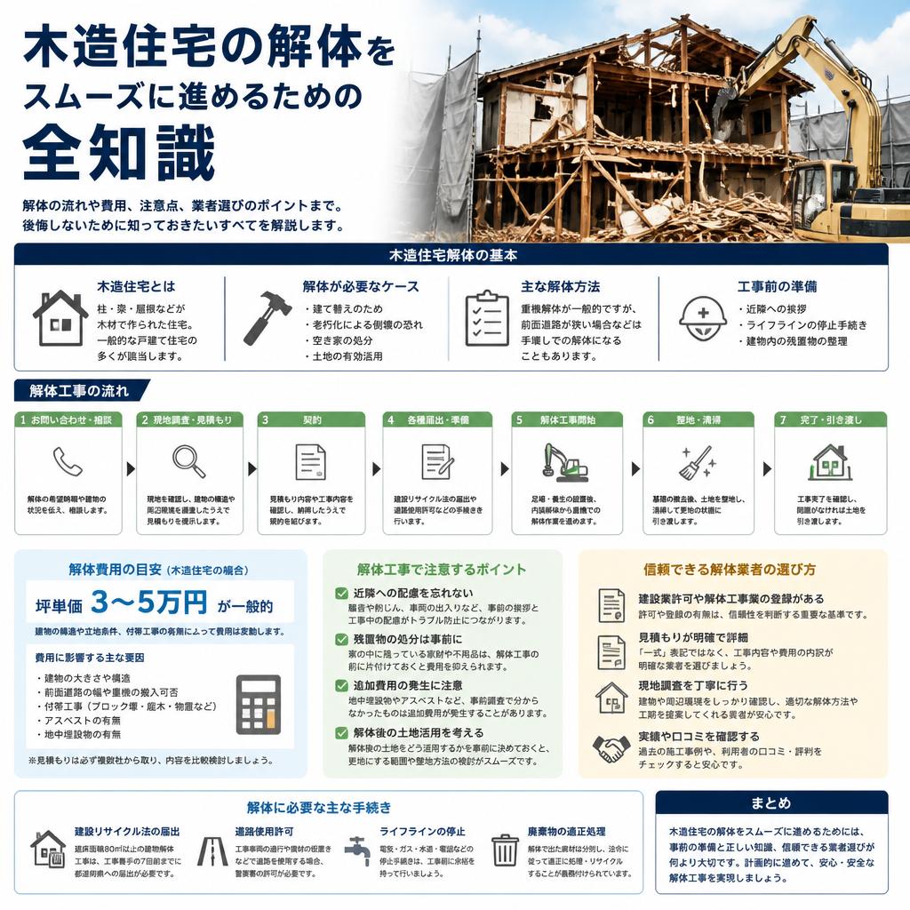 木造住宅の解体をスムーズに進めるための全知識