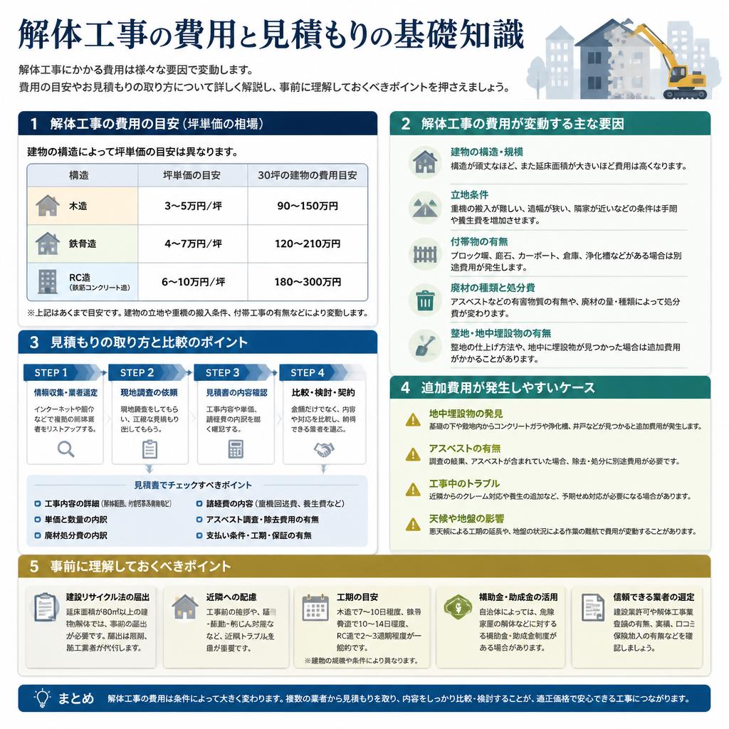 解体費用の見積もりと考慮点