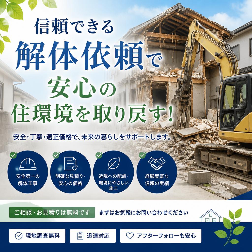 信頼できる解体依頼で安心の住環境を取り戻す！