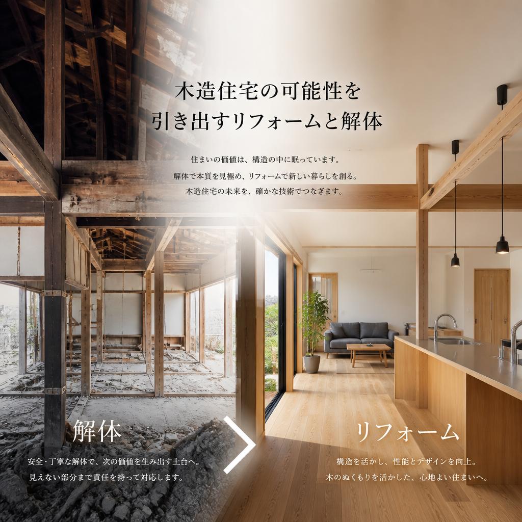 木造住宅の可能性を引き出すリフォームと解体