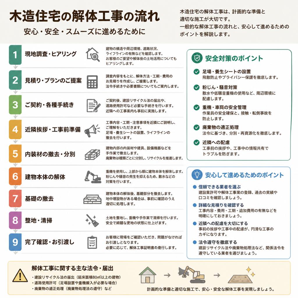 解体工事の流れと注意点