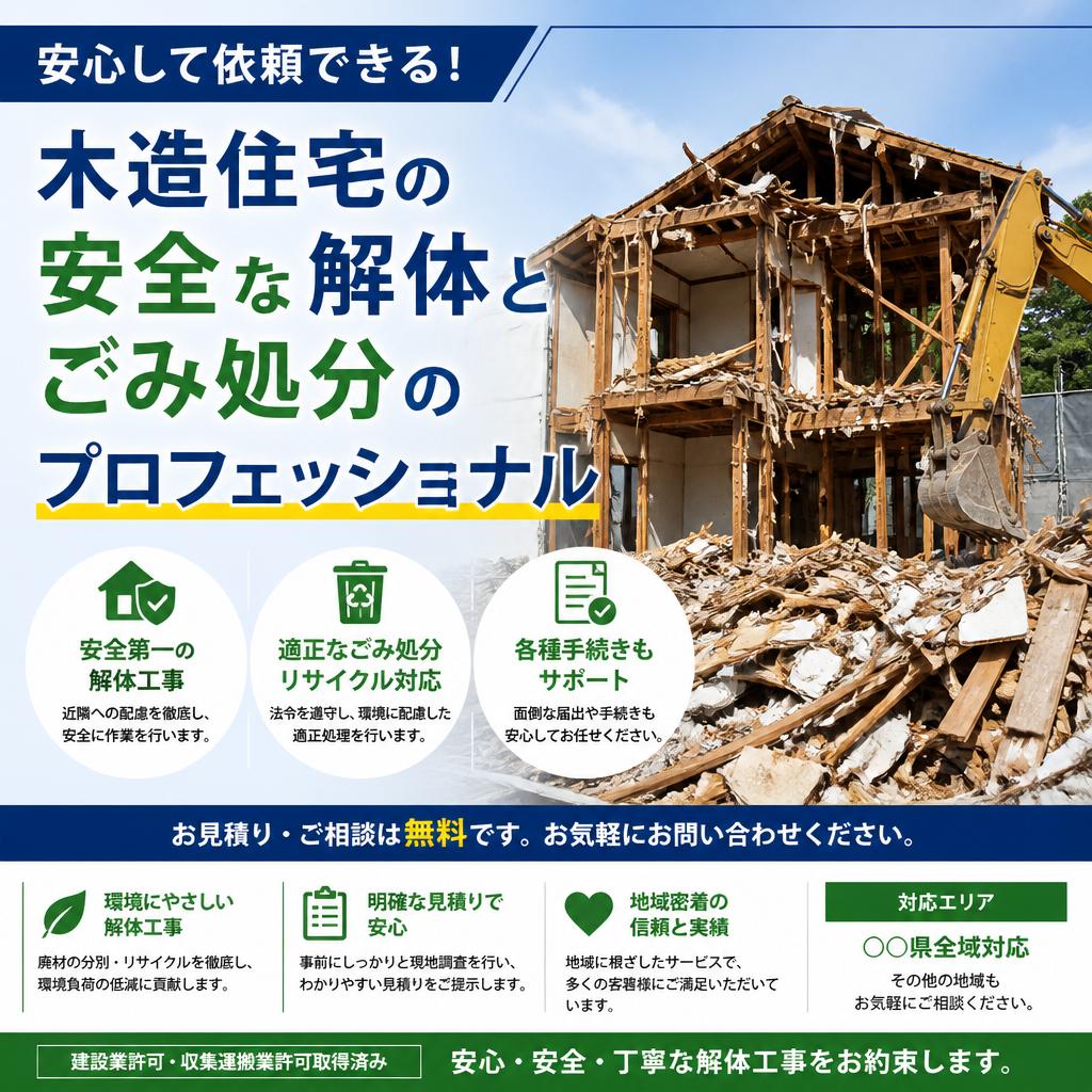 安心して依頼できる！木造住宅の安全な解体とごみ処分のプロフェッショナル